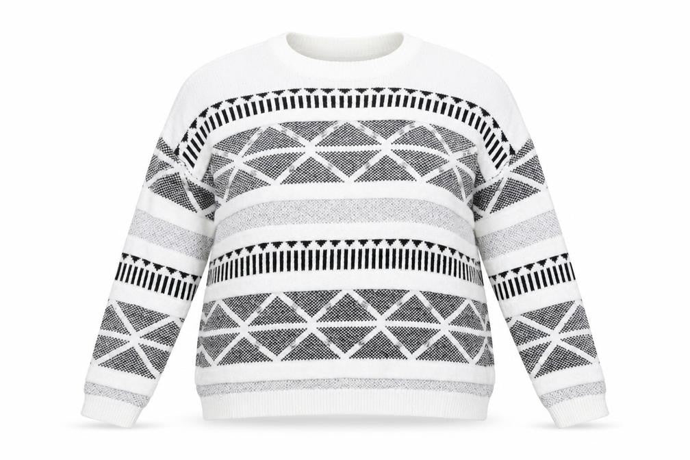 F&F Womens White Geometric  Pullover Jumper Size 14