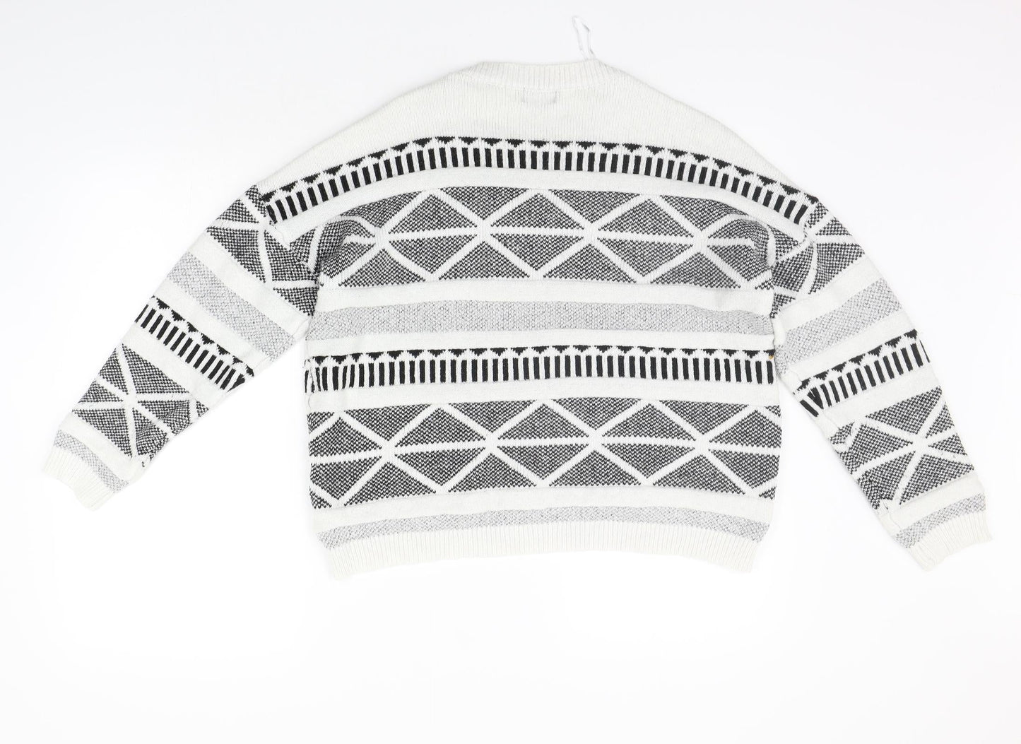 F&F Womens White Geometric  Pullover Jumper Size 14