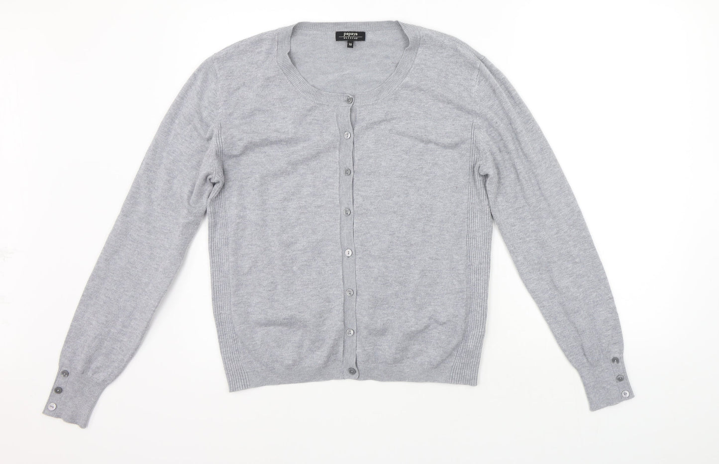 Papaya Womens Grey   Cardigan Jumper Size 16