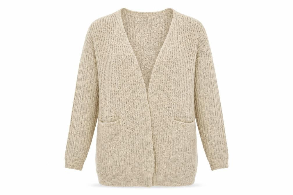 Front view of Atmosphere women’s brown wrap jumper, size UK 8
