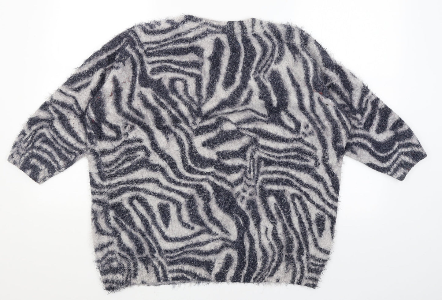 Wallis Womens Grey Animal Print  Pullover Jumper Size M