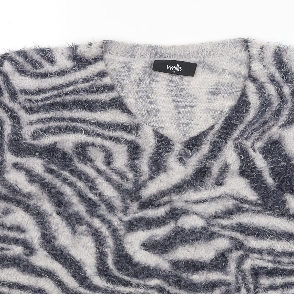 Wallis Womens Grey Animal Print  Pullover Jumper Size M