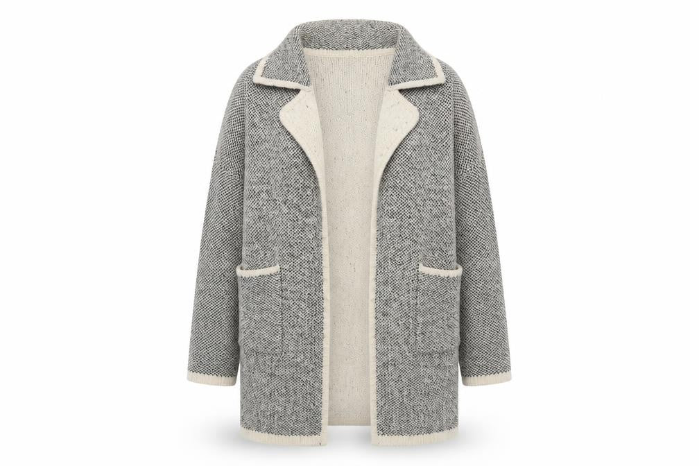 Front view of Atmosphere women’s black herringbone jacket, size UK 10