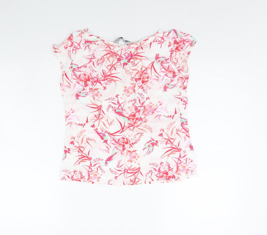 Dorothy Perkins Womens White Geometric  Basic T-Shirt Size 8