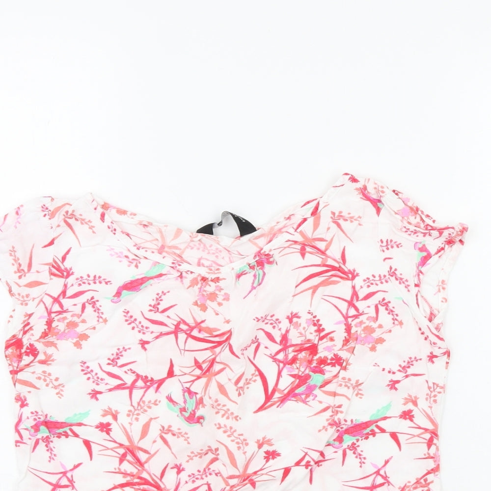 Dorothy Perkins Womens White Geometric  Basic T-Shirt Size 8