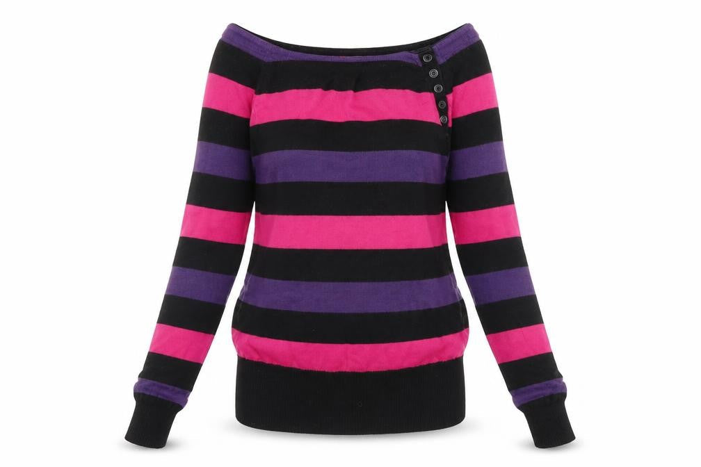 Divided Womens Black Striped  Pullover Jumper Size 6