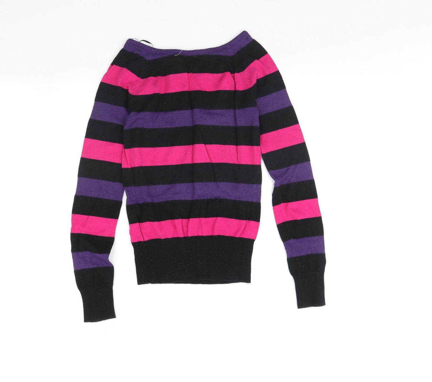 Divided Womens Black Striped  Pullover Jumper Size 6
