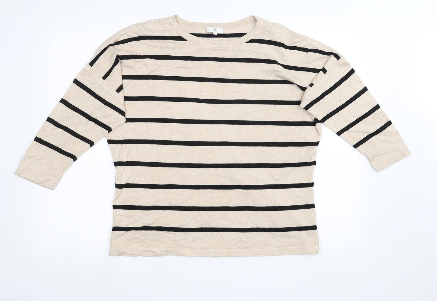 Preworn Womens Beige Striped  Pullover Sweatshirt Size L