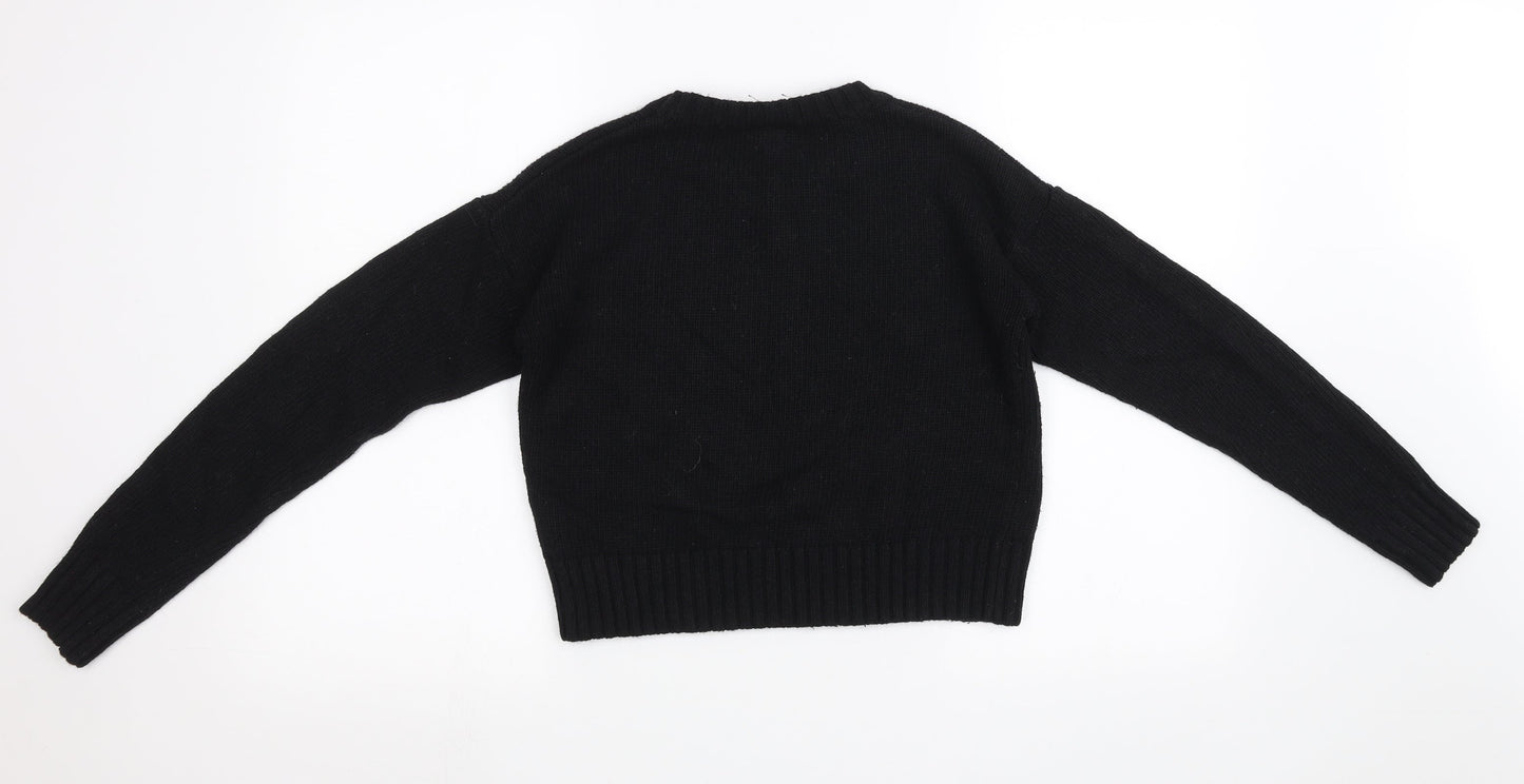 New Look Womens Black  Knit Pullover Sweatshirt Size 10