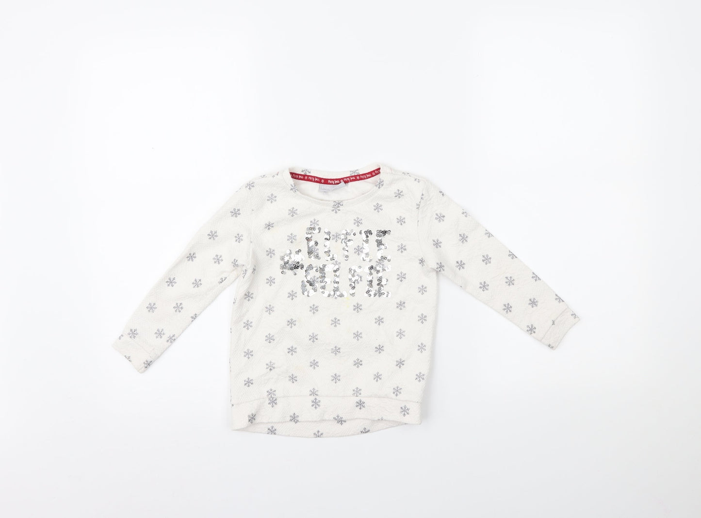 Matalan Girls White   Pullover Jumper Size 3 Years