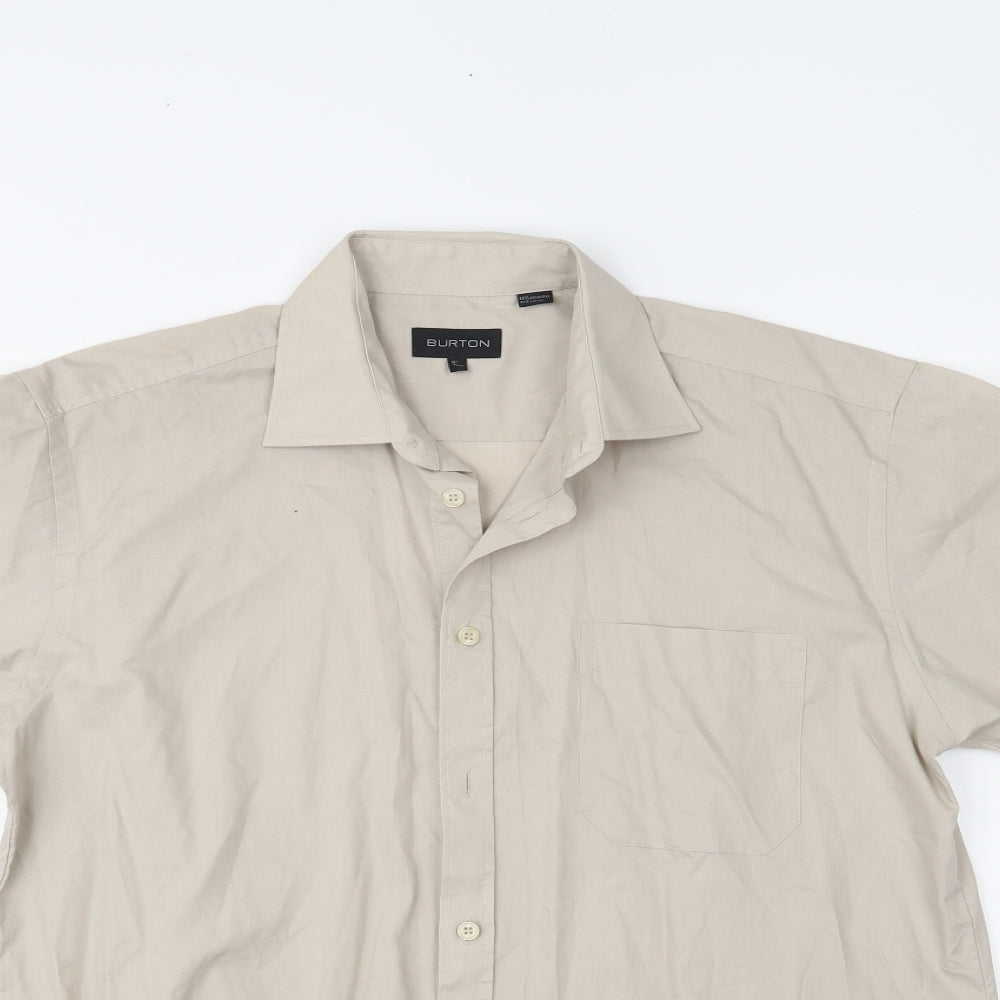 Burton Mens Beige    Button-Up Size 16
