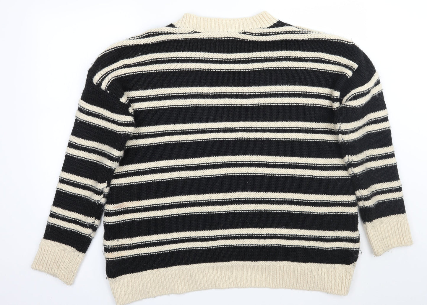 H&M Womens Beige Striped  Pullover Jumper Size L