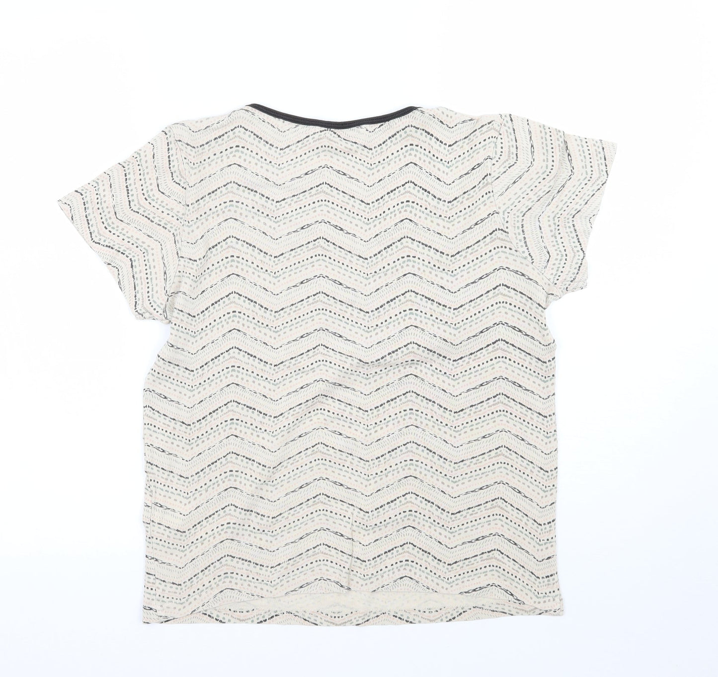 Debenhams Womens Beige Geometric  Basic T-Shirt Size 12