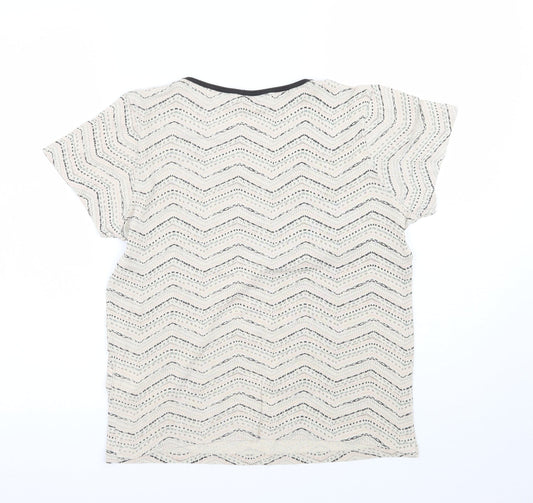 Debenhams Womens Beige Geometric  Basic T-Shirt Size 12