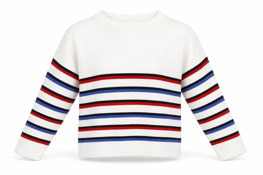 New Look Girls White Striped  Pullover Jumper Size 9 Years