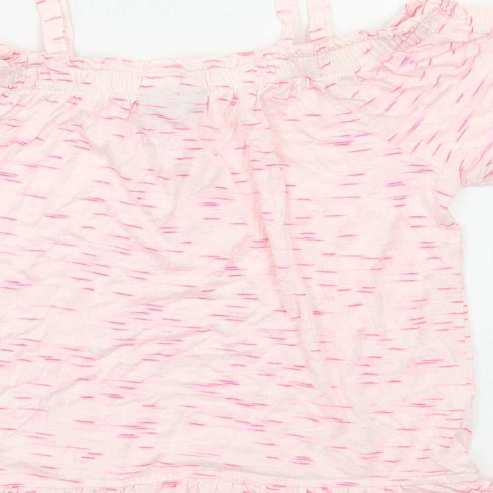 I love Girlswear Girls Pink Striped  Basic Blouse Size 9 Years