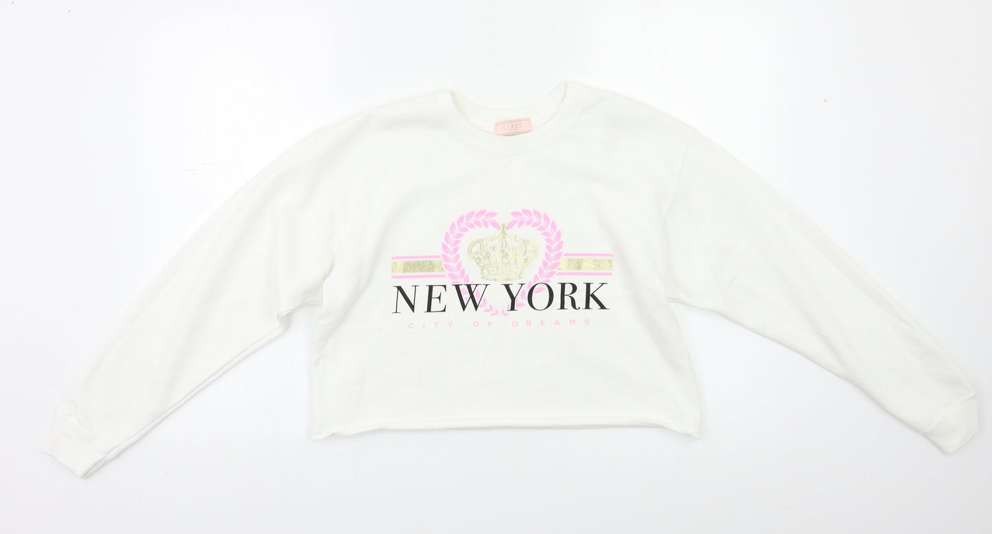 Lipsy Girls White   Pullover Sweatshirt Size 11 Years