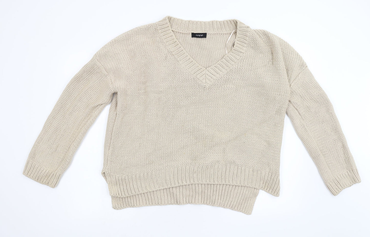 M&S Womens Beige  Knit Pullover Jumper Size 16