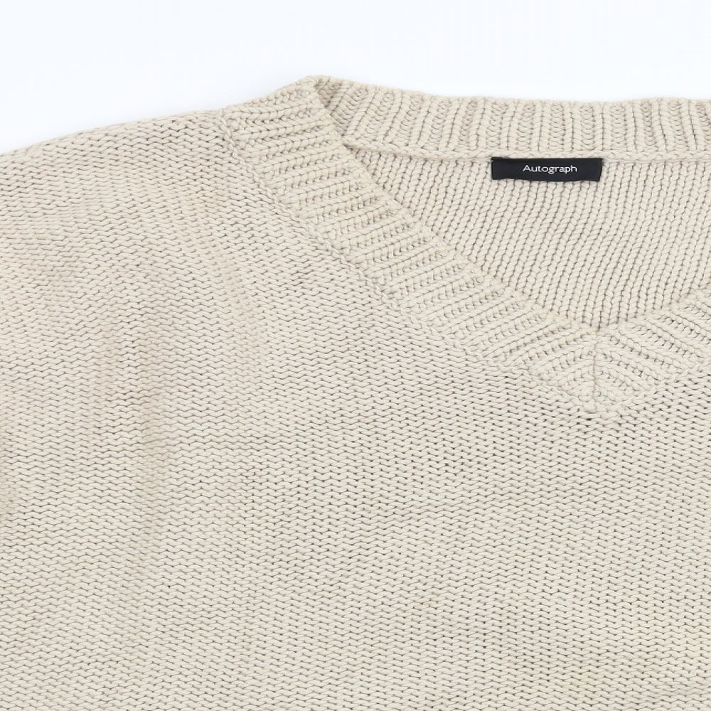 M&S Womens Beige  Knit Pullover Jumper Size 16