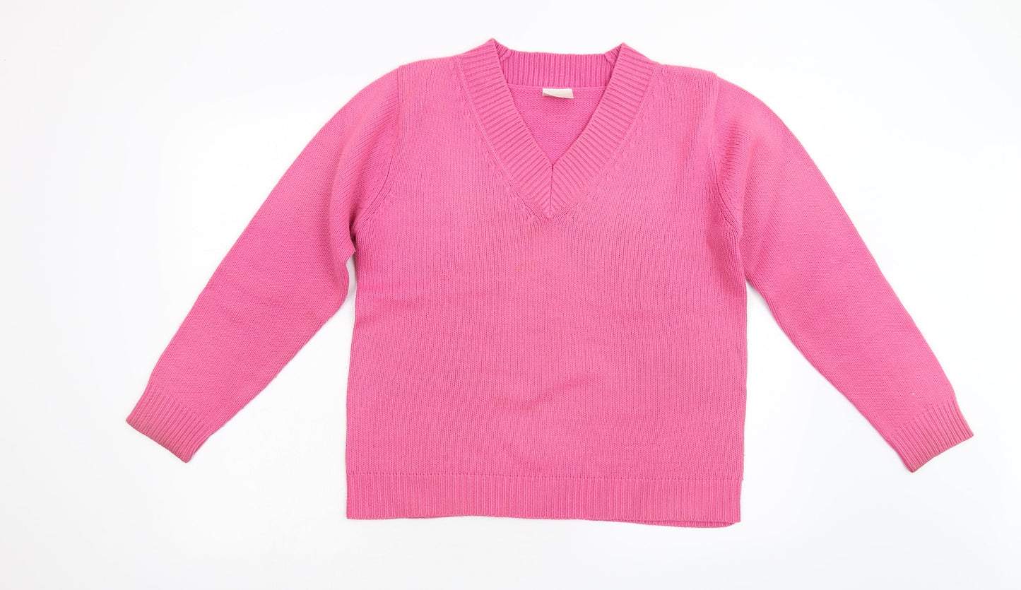 Casual Comfort Womens Pink  Knit Pullover Jumper Size 10