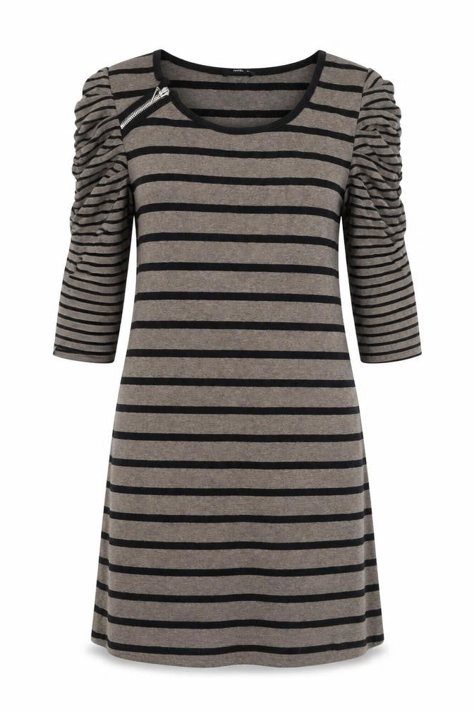M&Co Womens Brown Striped  Shift  Size S