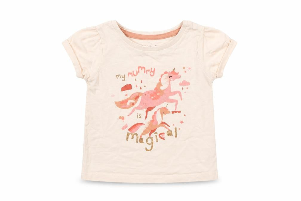 Nutmeg Baby Pink   Basic T-Shirt Size 12-18 Months  - Unicorn