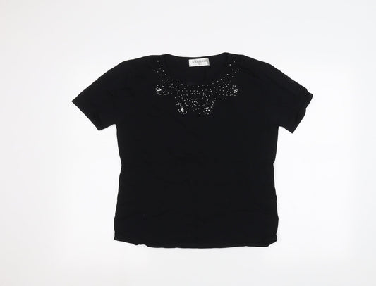 JUST ELEGANCE Womens Black   Basic T-Shirt Size L