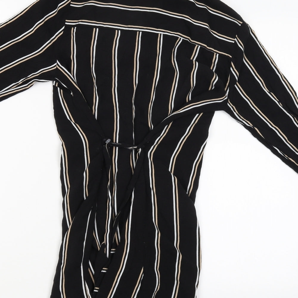 New Look Womens Black Striped  Cardigan Jumper Size 10