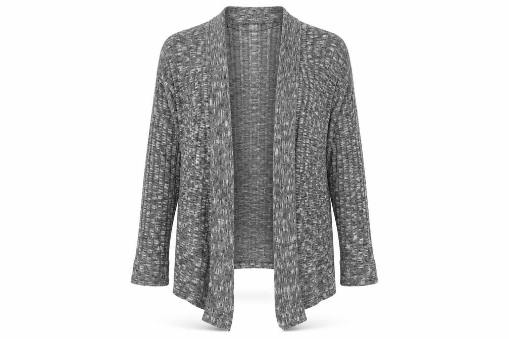Front view of BDG women’s grey striped cardigan jumper, size XS