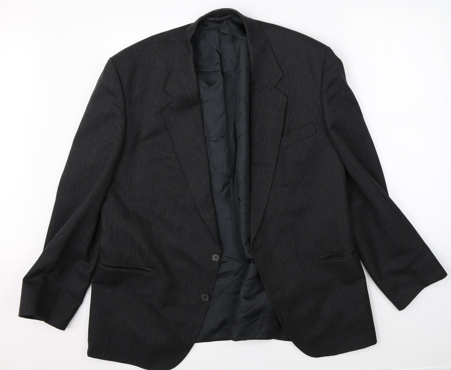 Preworn Mens Grey Striped  Jacket Suit Jacket Size 46