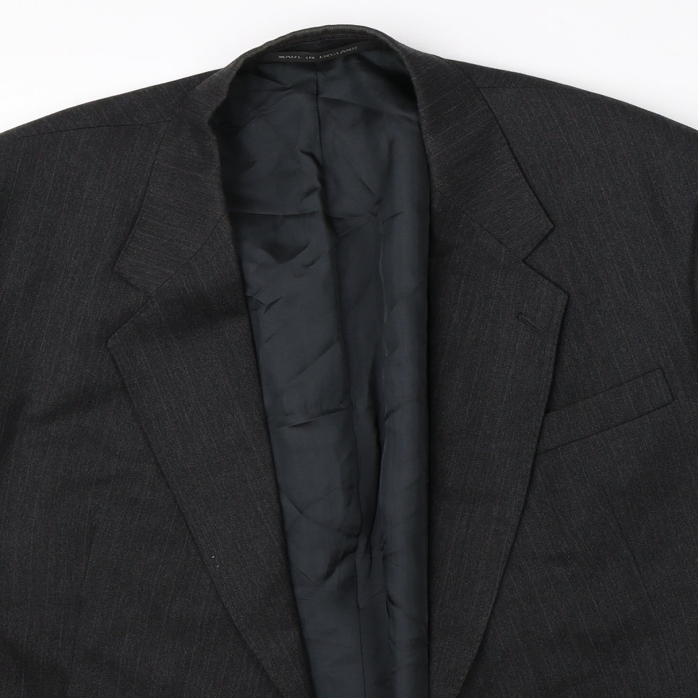 Preworn Mens Grey Striped  Jacket Suit Jacket Size 46