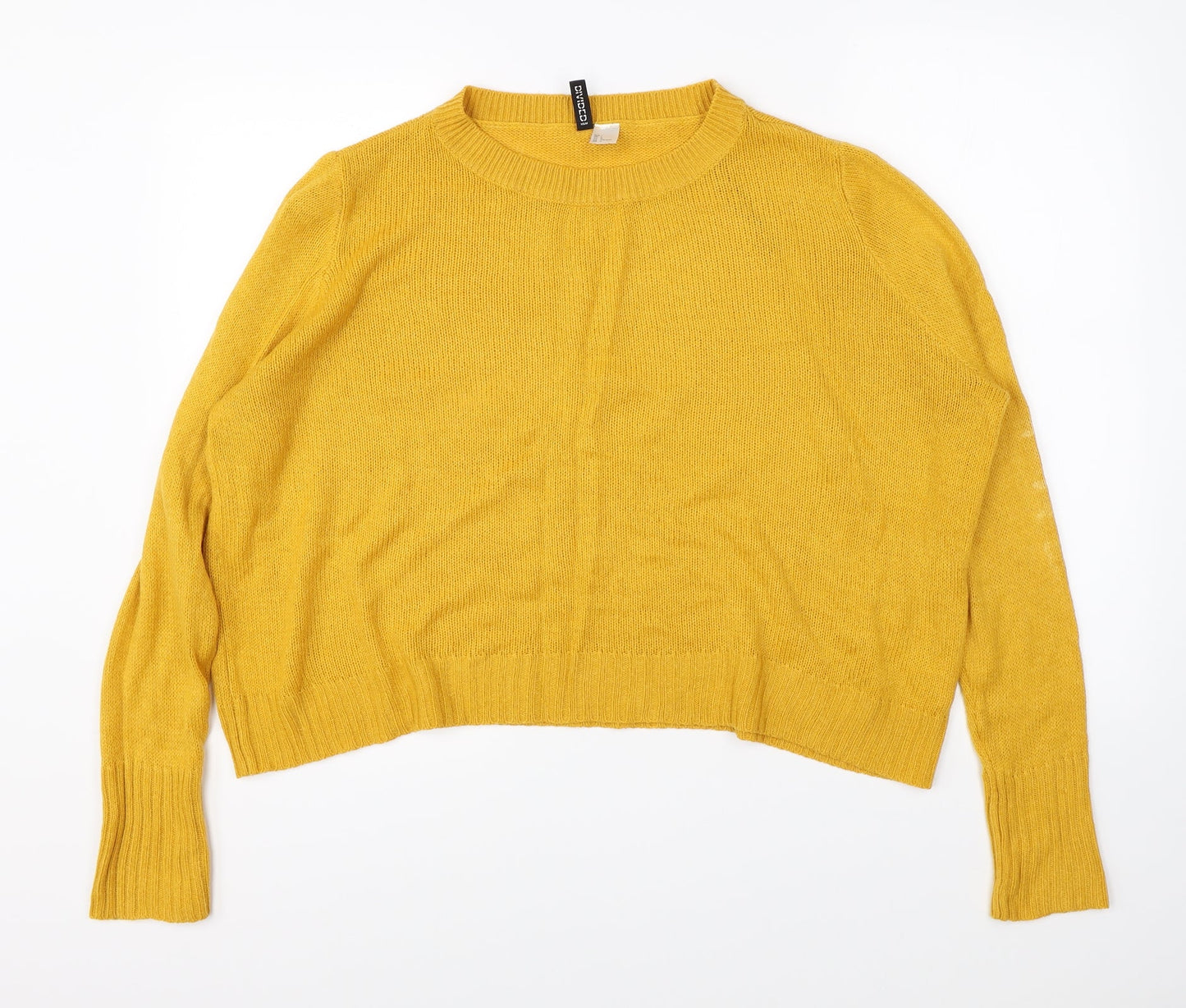 Divided Womens Yellow  Knit Pullover Jumper Size L