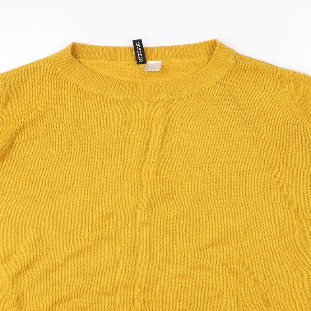 Divided Womens Yellow  Knit Pullover Jumper Size L