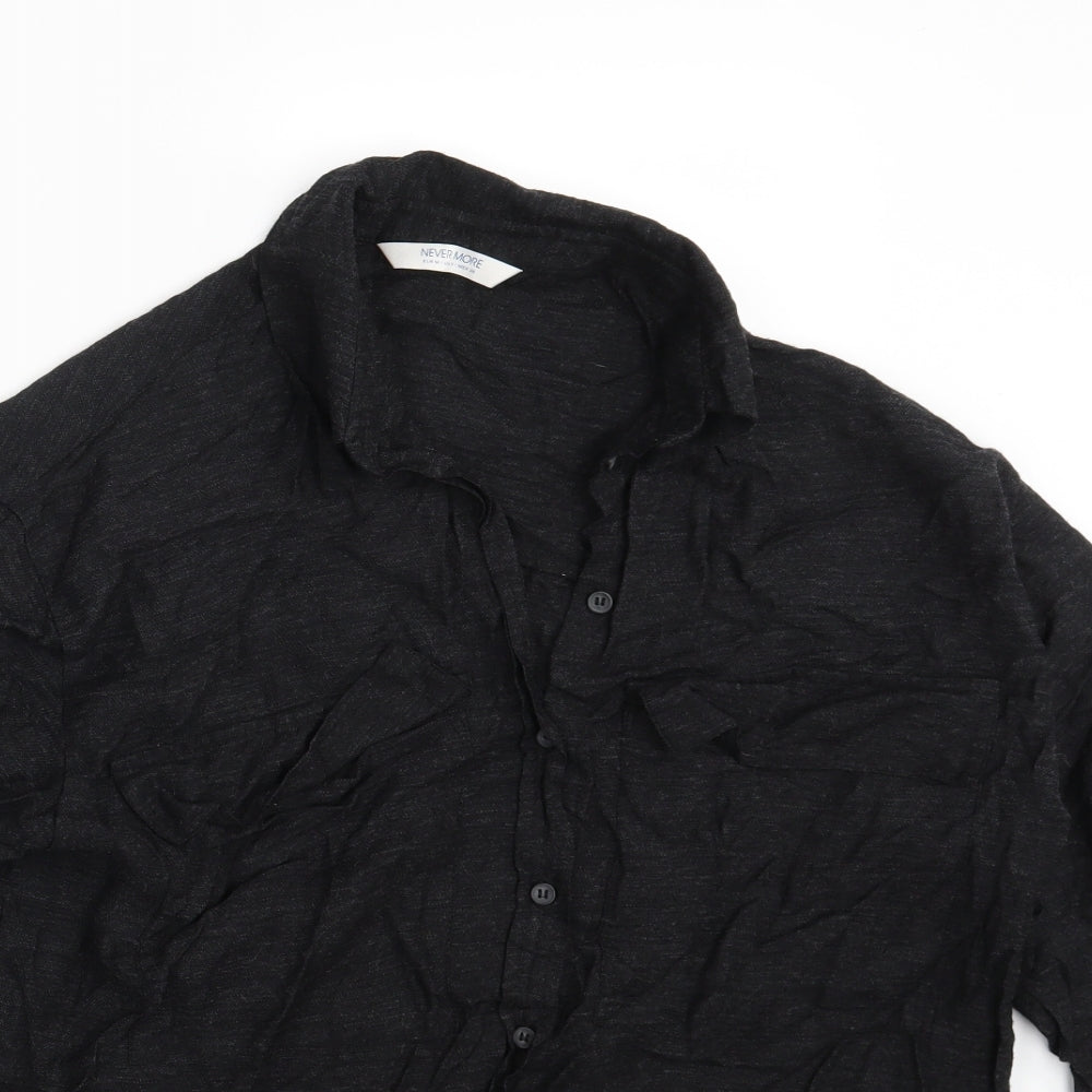 Never More Mens Black    Button-Up Size M