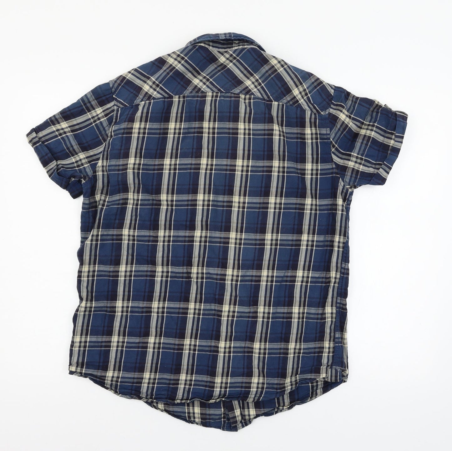 Just Jeans Mens Blue Plaid   Button-Up Size M