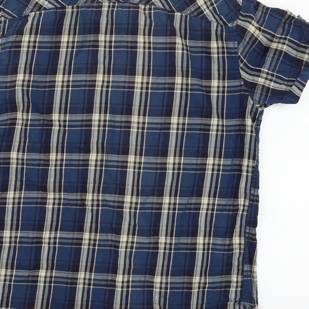 Just Jeans Mens Blue Plaid   Button-Up Size M