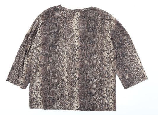 Zara Womens Brown Animal Print  Basic T-Shirt Size S