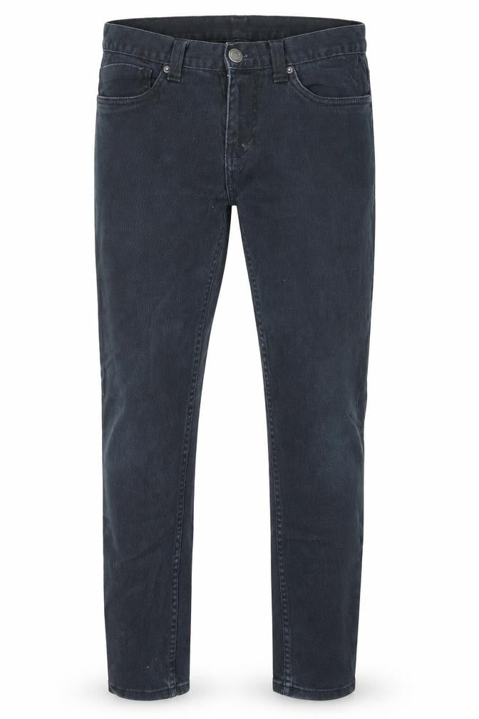 Front view of Denim Co men’s blue denim skinny jeans, size 30, in, 30-inch leg