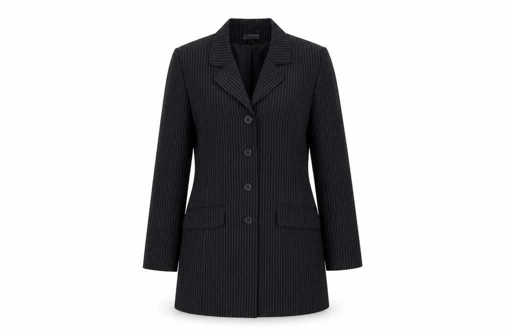 CONTEXT Womens Black Striped  Jacket Suit Jacket Size 12