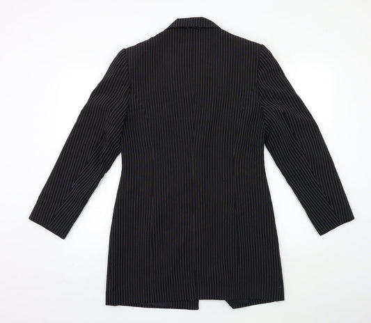 CONTEXT Womens Black Striped  Jacket Suit Jacket Size 12