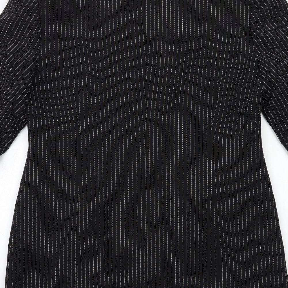 CONTEXT Womens Black Striped  Jacket Suit Jacket Size 12