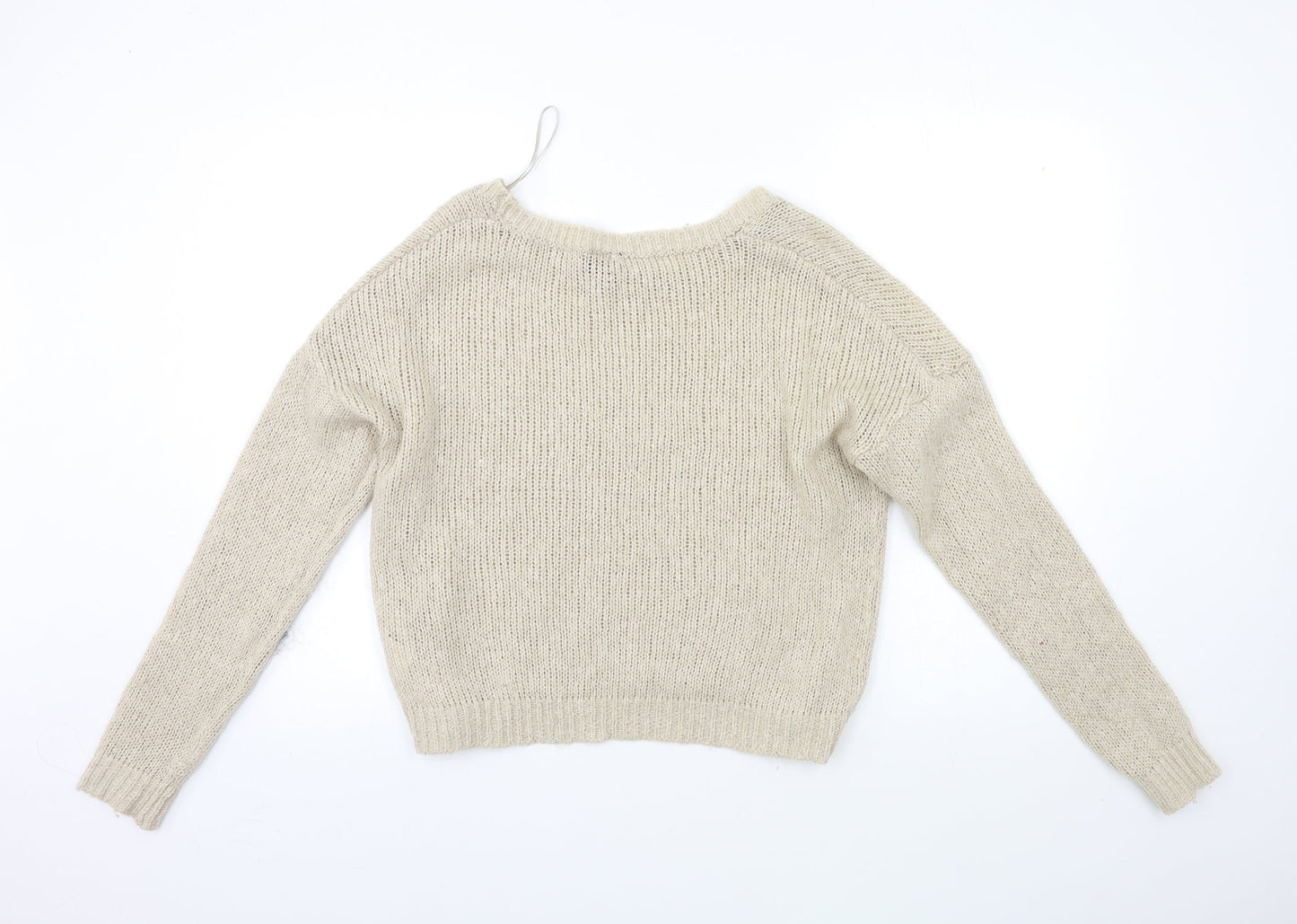 H&M Womens Beige  Knit Pullover Jumper Size 12