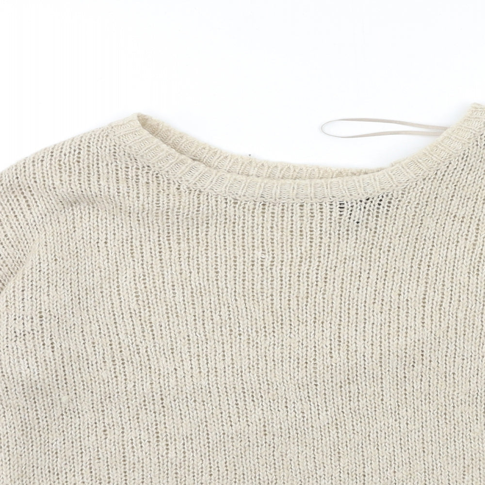 H&M Womens Beige  Knit Pullover Jumper Size 12