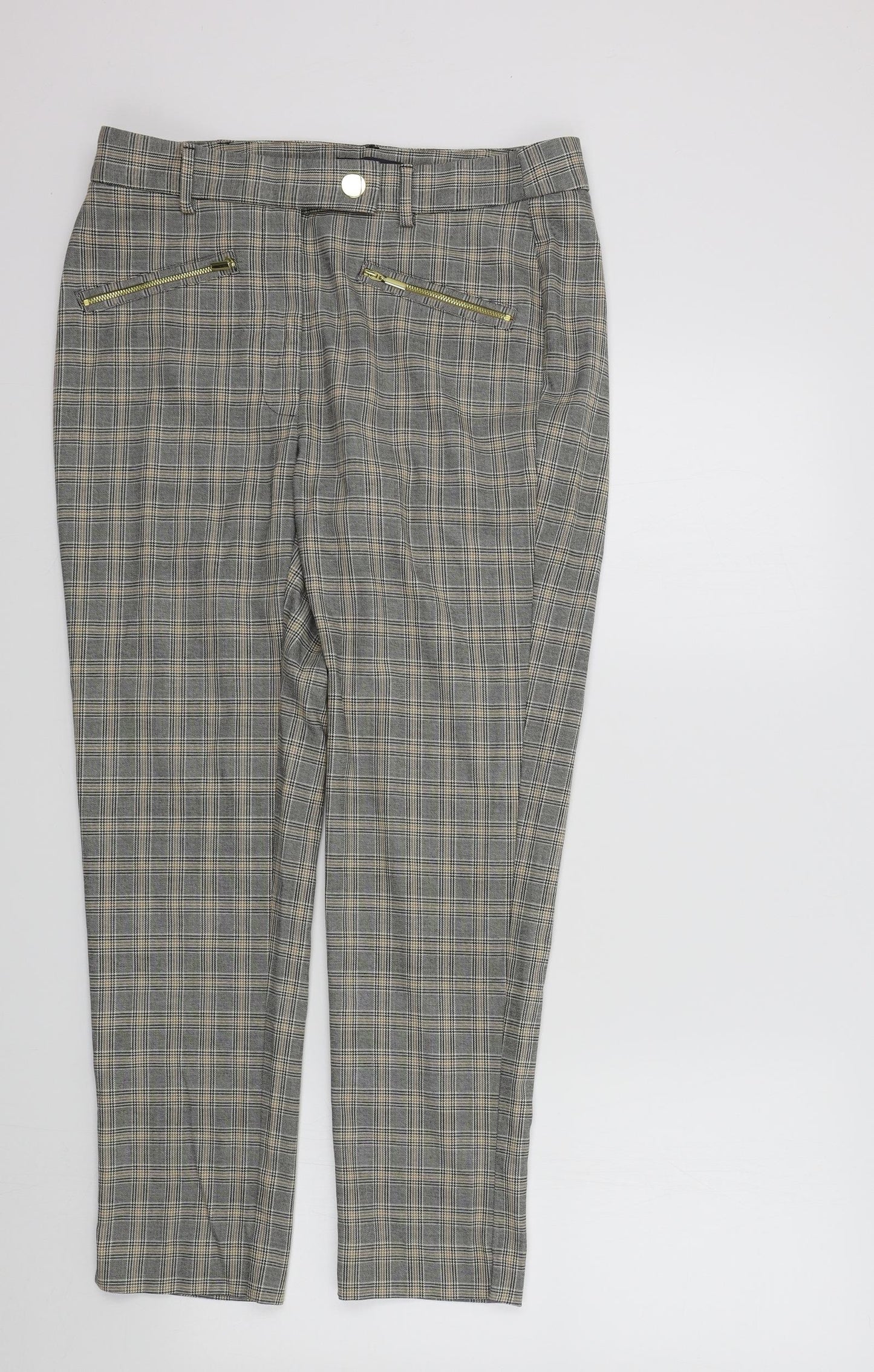NEXT Womens Blue Check  Dress Pants Trousers Size 12 L27 in