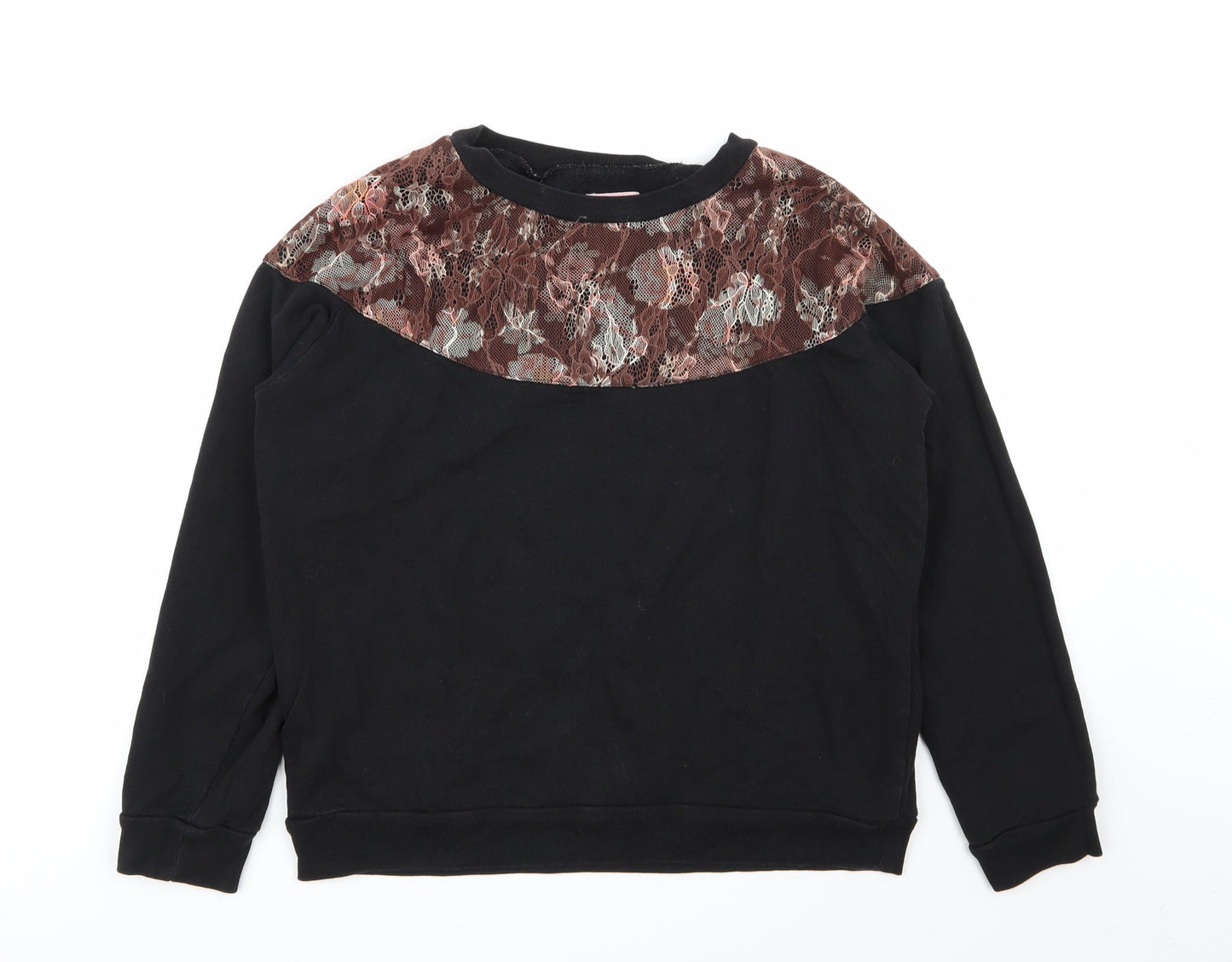 pins and needles Womens Black Floral  Pullover Jumper Size S