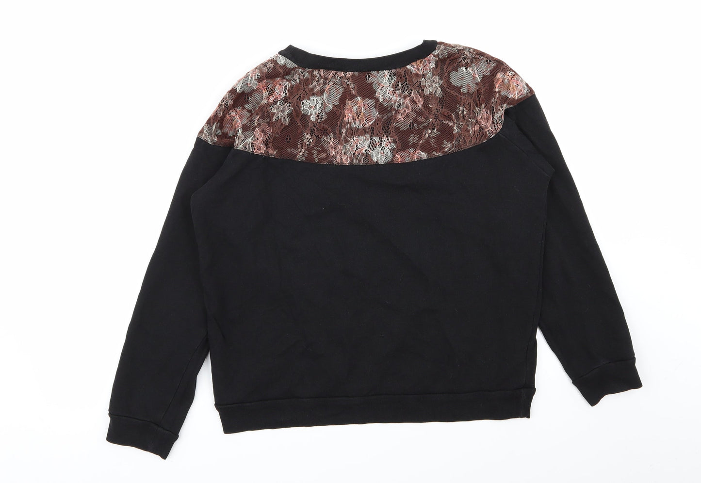 pins and needles Womens Black Floral  Pullover Jumper Size S