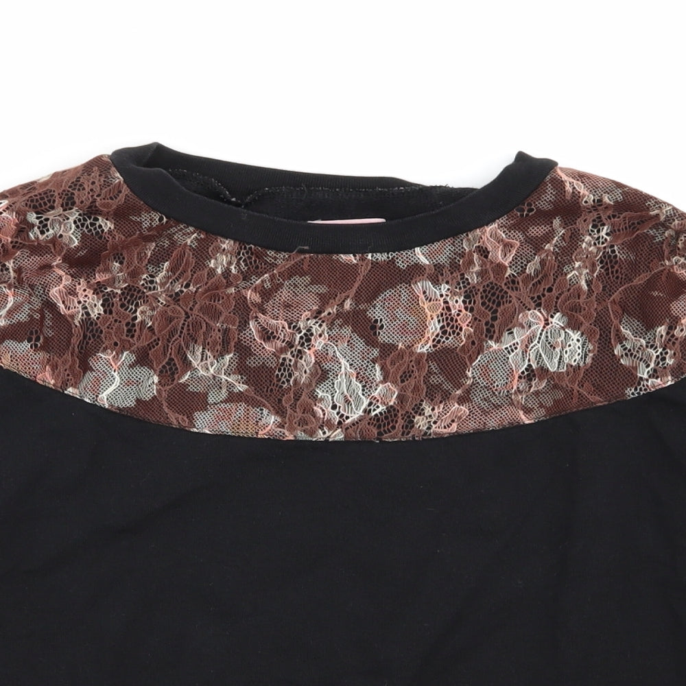 pins and needles Womens Black Floral  Pullover Jumper Size S