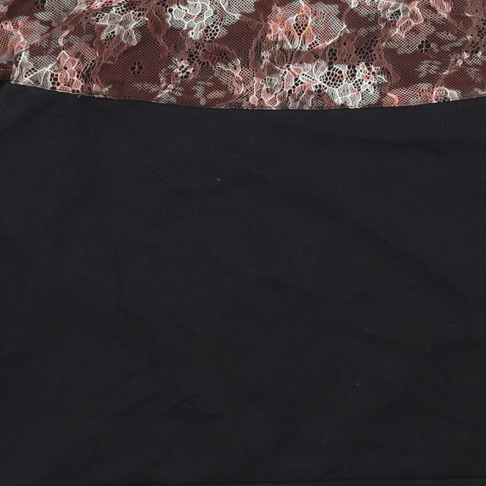 pins and needles Womens Black Floral  Pullover Jumper Size S