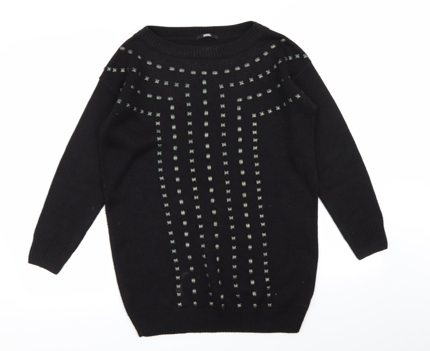 M&S Womens Black Geometric  Pullover Jumper Size 8