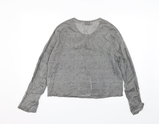 Wallis Womens Grey Floral  Basic Button-Up Size 14